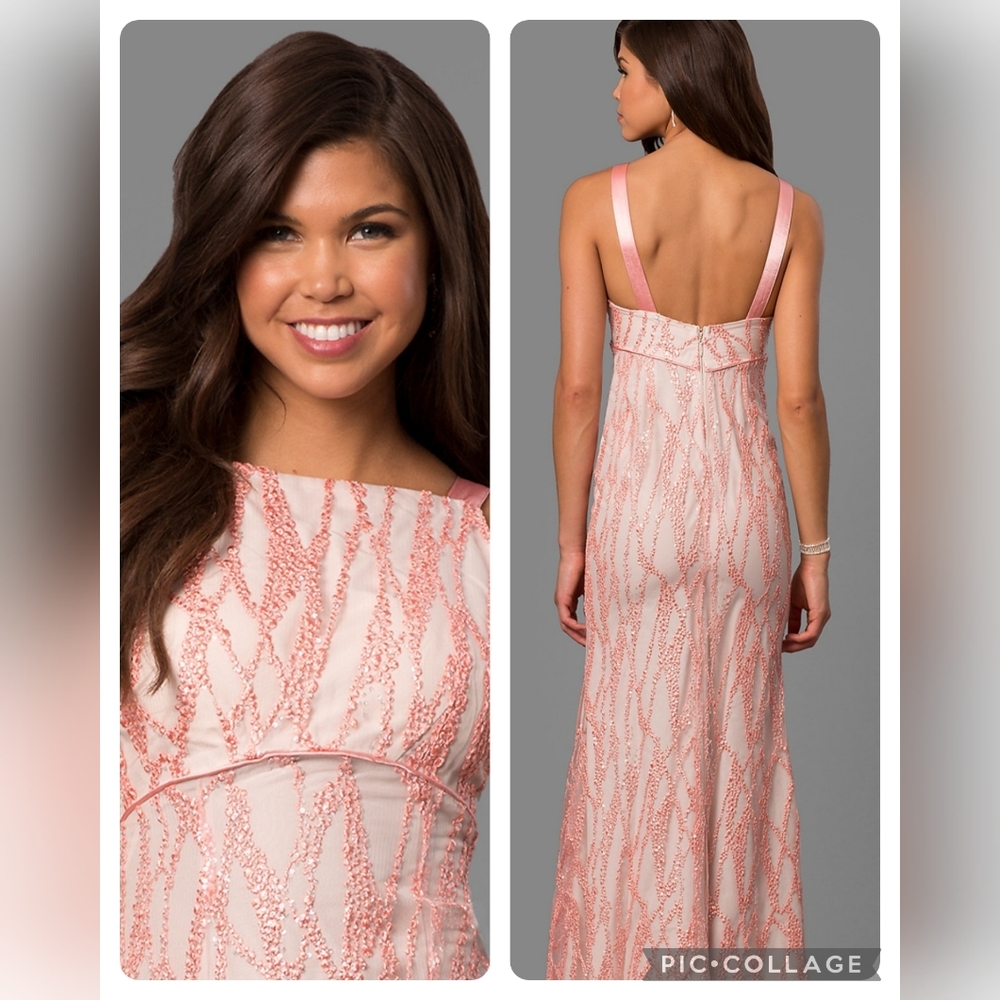 Pink Embellished Formal Sequins Dress Size Small 2, 4